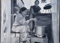 Zainab Aziz, Mutter 4, 5 x 7 Inch, Oil on Canvas, Figurative Painting, AC-ZAAZ-004